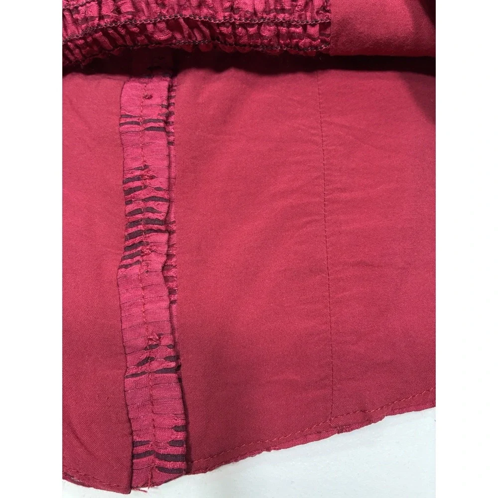 Anthropologie Women Blouse Size‎ XS Cranberry Romantic Puff Sleeve Office casual